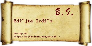 Böjte Irén névjegykártya