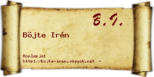 Böjte Irén névjegykártya